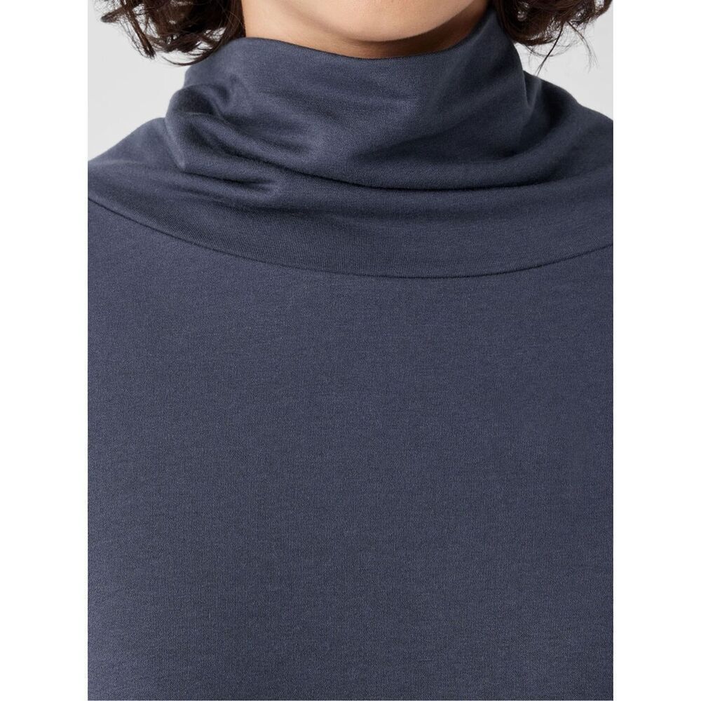 Eileen Fisher Brush Terry Hug Funnel Neck Top Sz 2X Gray Blue - Picture 4 of 10